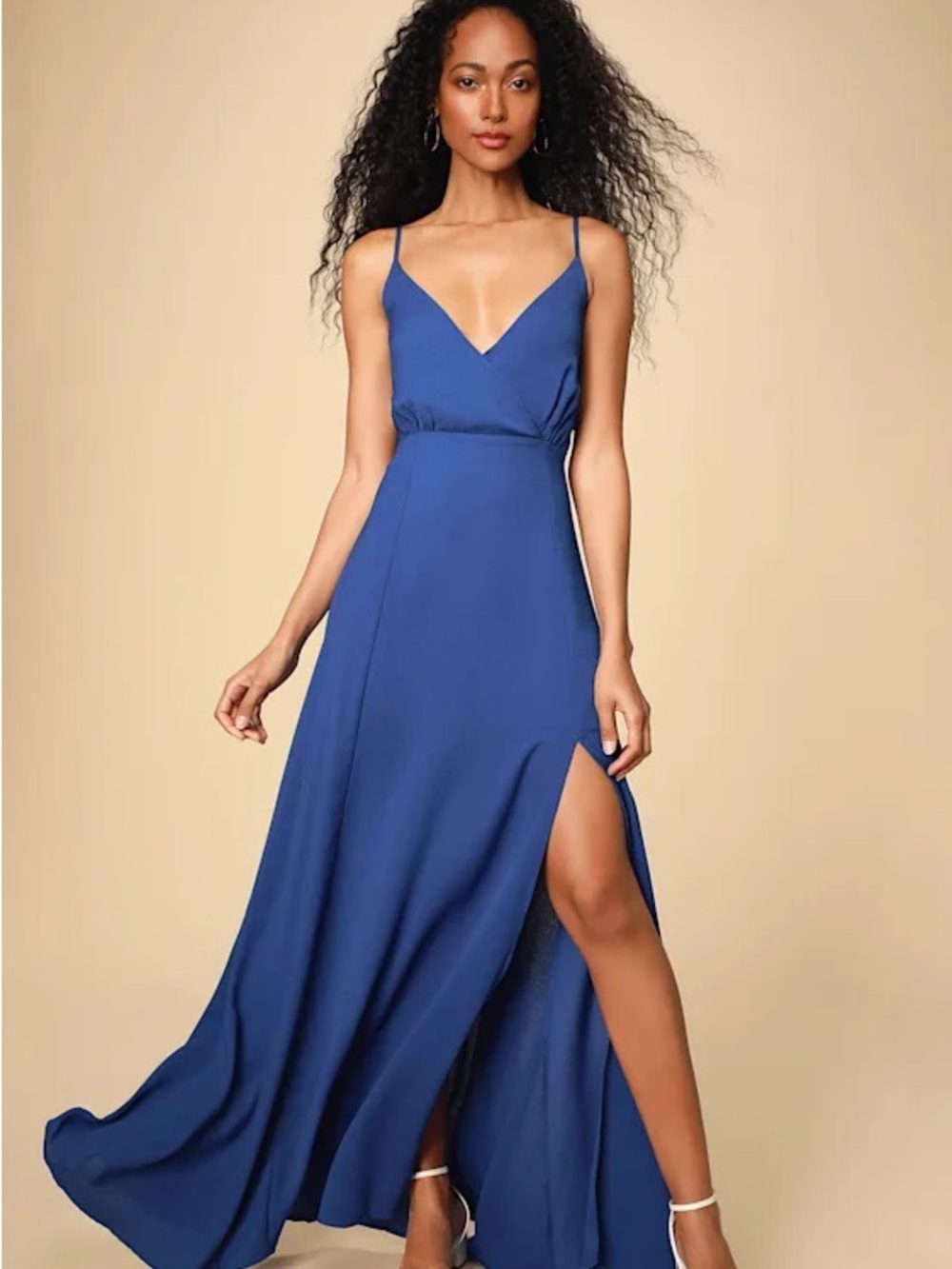 Evening of Splendor Royal Blue Surplice Maxi Dress